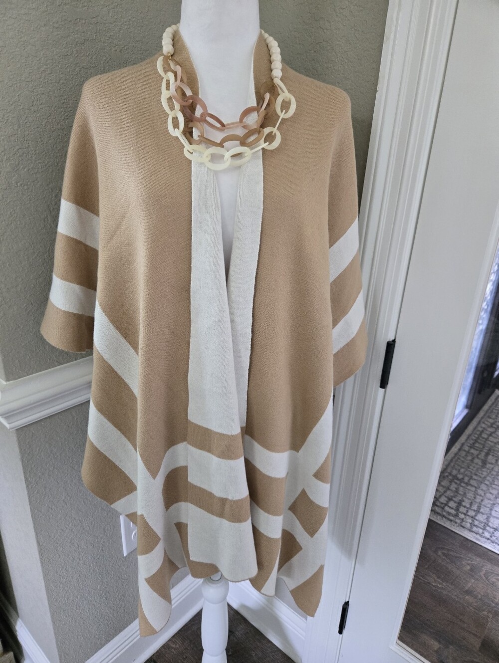 Chico's Striped Ruana Wrap, Small/Medium